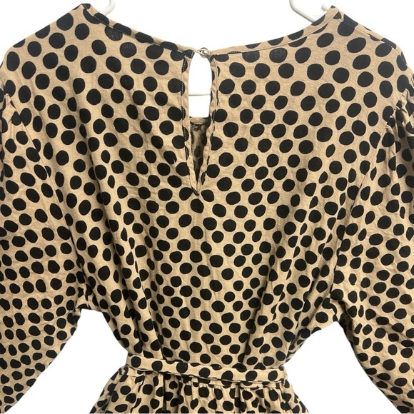 Who What Wear Polka Dot Linen Blend Plus Size Balloon Sleeve Tiered Boho Dress - Picture 4 of 10